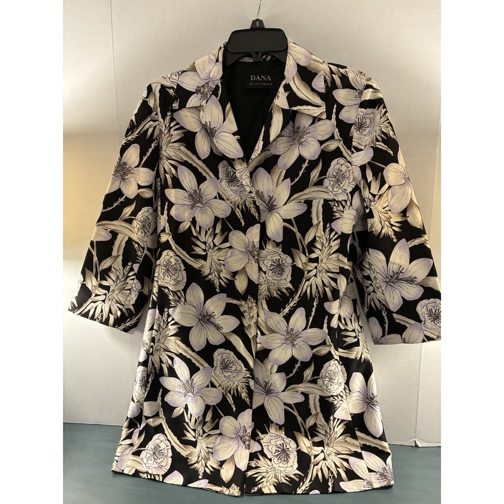 Dana Buchman Womens 8 Silk Floral Blazer Jacket Career Office Chic Excellent